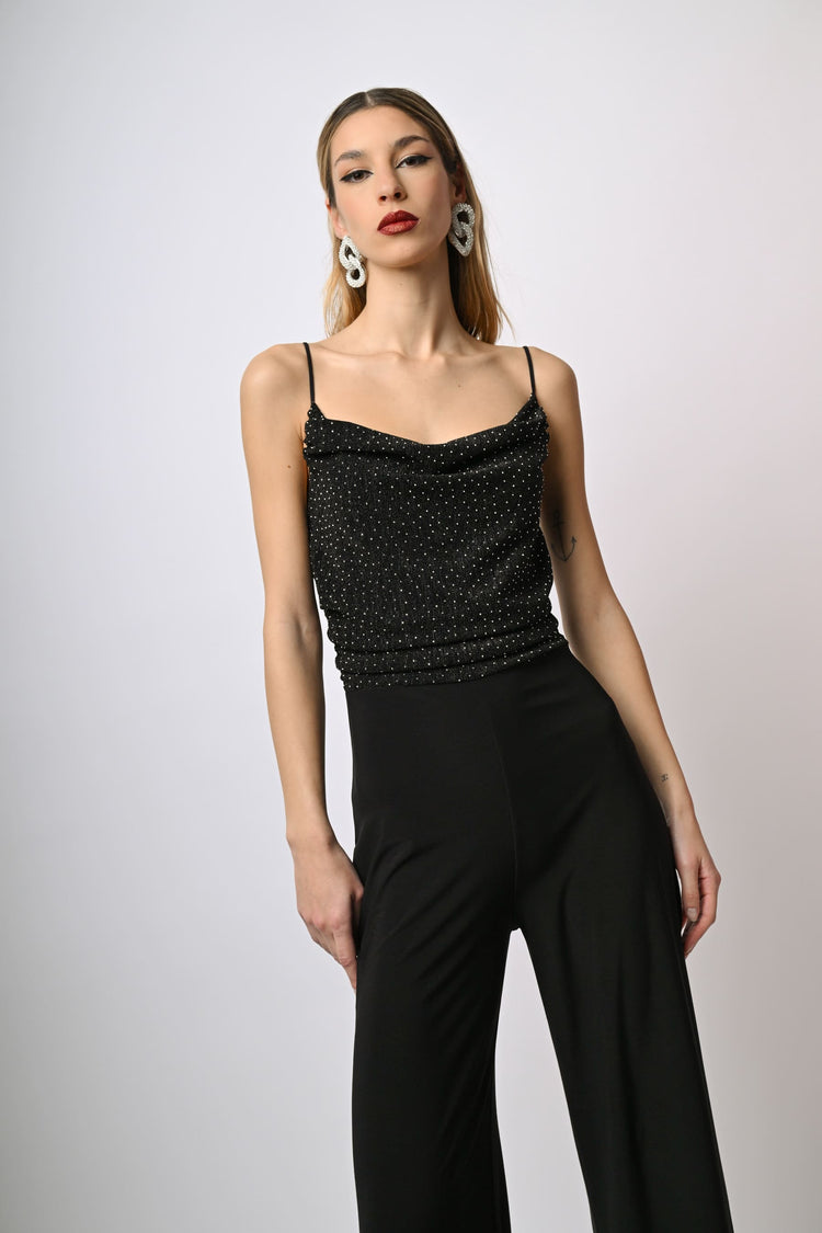 Tuta con decorazione strass