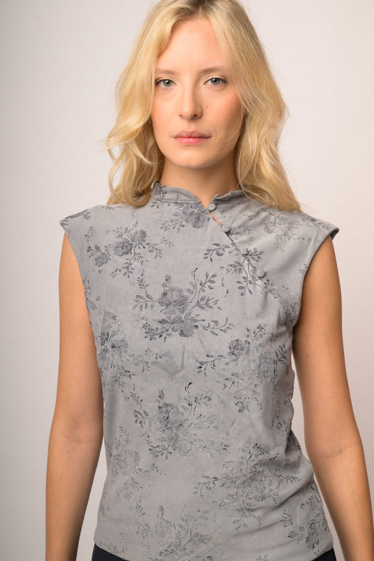 Maglia bottoni devoree fiori