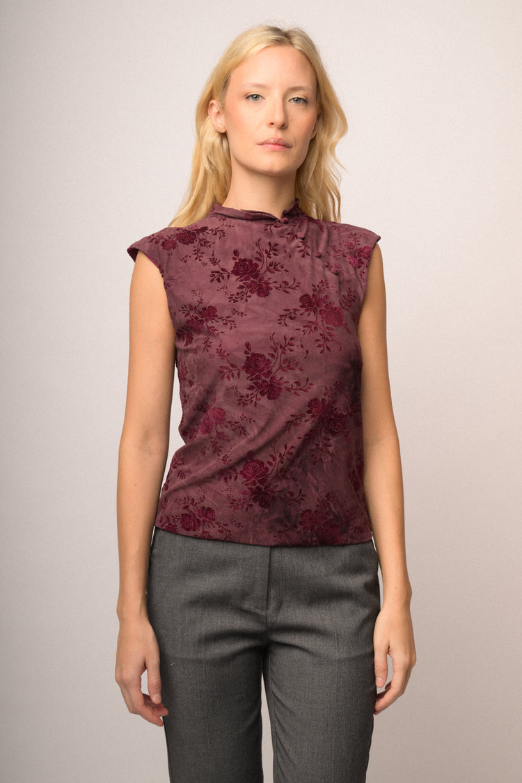 Maglia bottoni devoree fiori
