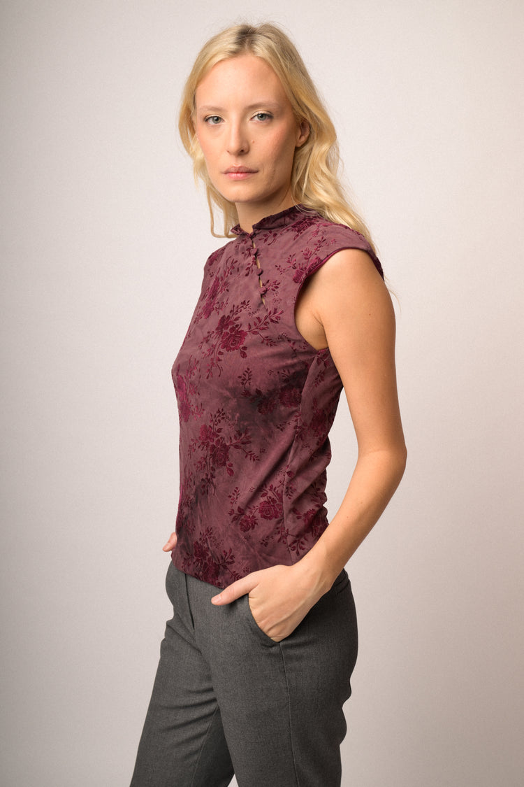 Maglia bottoni devoree fiori