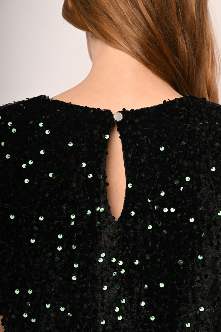 T-shirt in ciniglia con paillettes