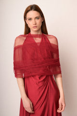 Coprispalle in tulle fucsia con fibbia oro