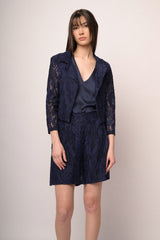 Blazer in pizzo misto cotone blu