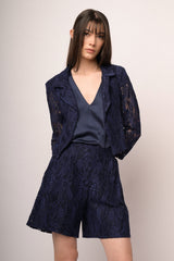 Shorts in pizzo misto cotone blu