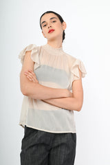 Top in chiffon con volants
