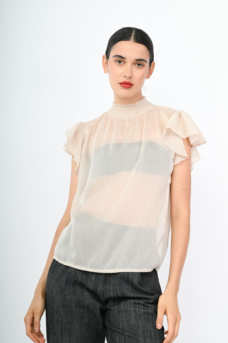 Top in chiffon con volants