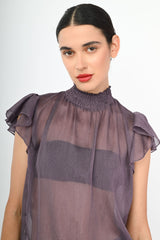 Top in chiffon con volants