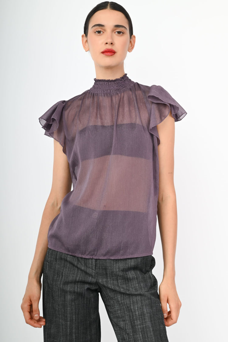Top in chiffon con volants