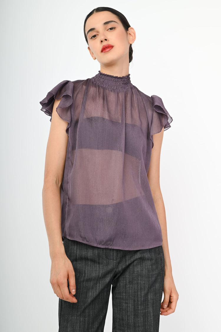 Top in chiffon con volants