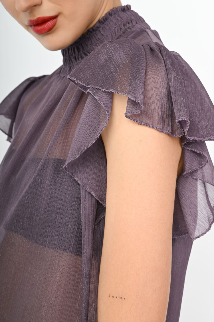 Top in chiffon con volants