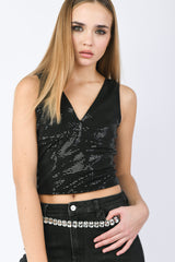 Top in paillettes piatte
