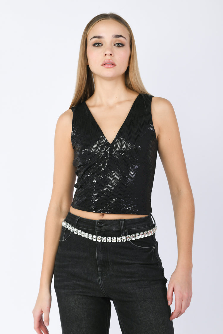 Top in paillettes piatte