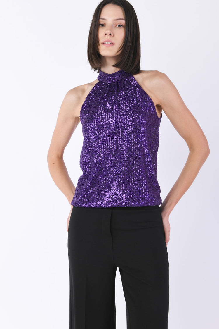 Top paillettes canottiera