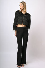Pantaloni in maglia con strass all-over