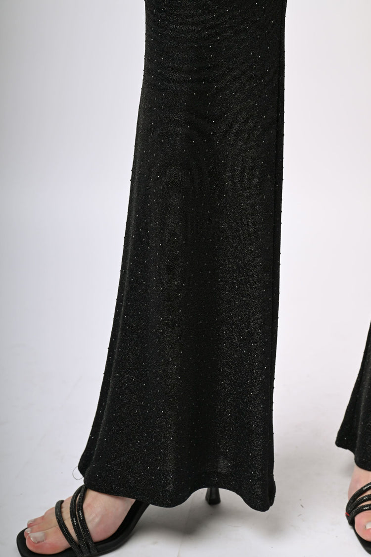 Pantaloni in maglia con strass all-over
