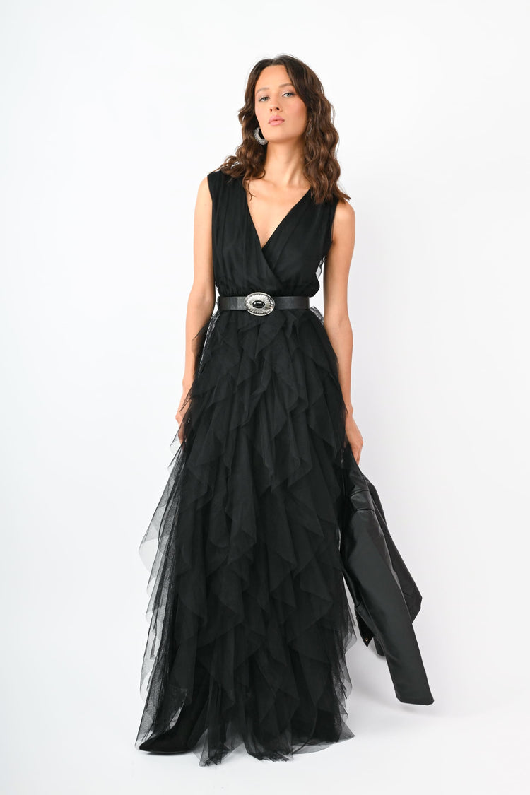 Abito lungo in tulle