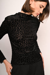 Top in velluto dévoré leopardato