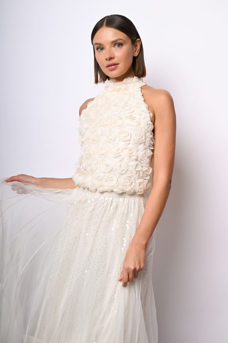 Top allamericana con rose 3D