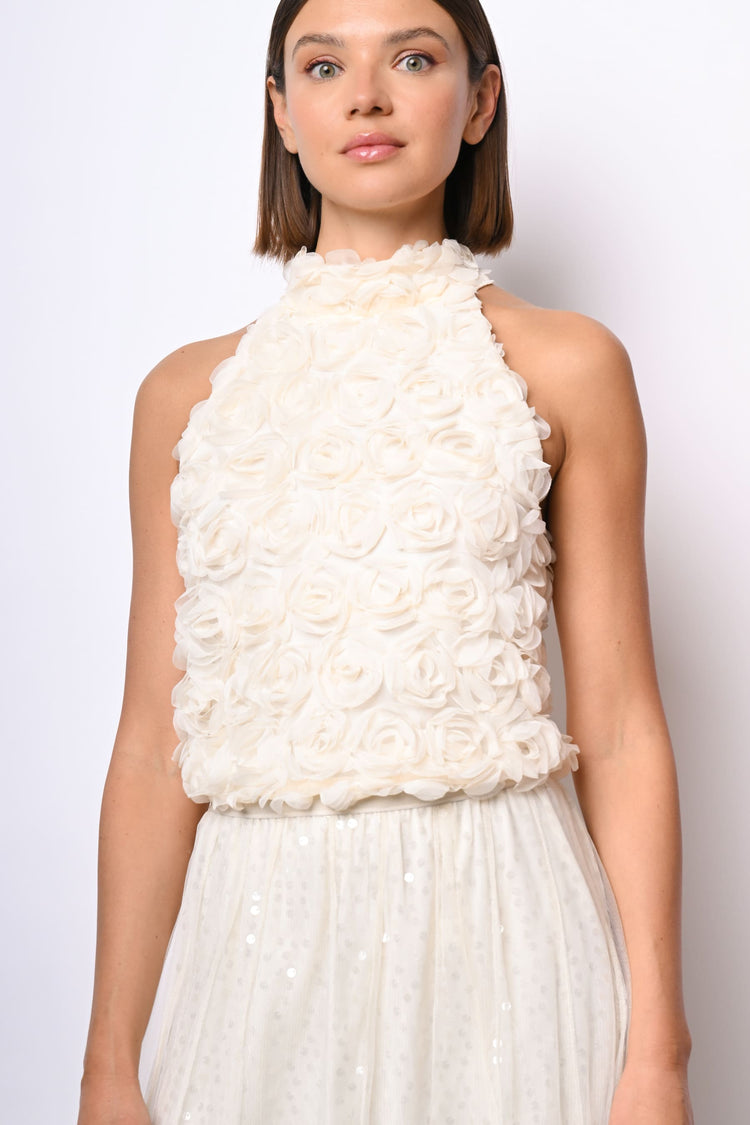 Top allamericana con rose 3D