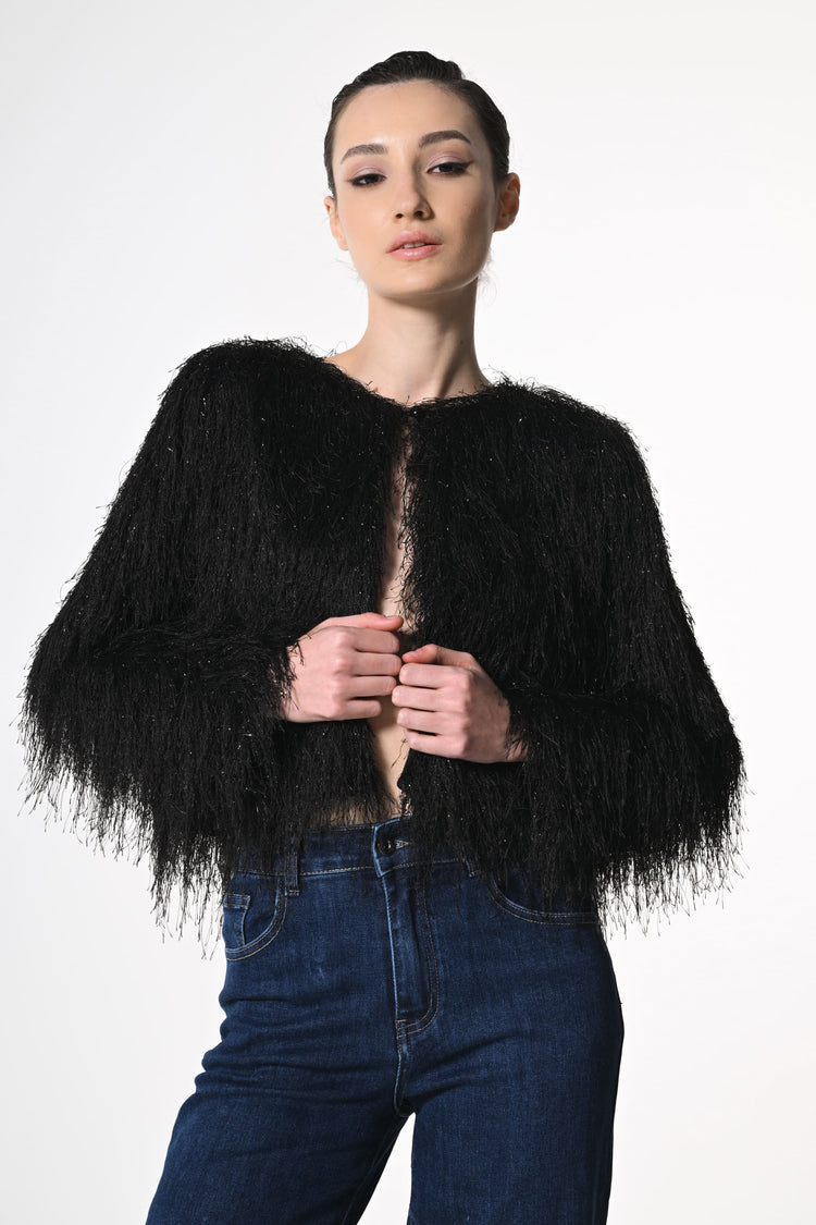 Bolero in piume lamé