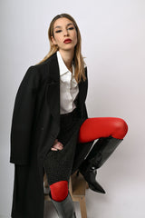 Gonna longuette con strass all-over