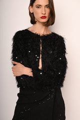 Giacca hairy con paillettes