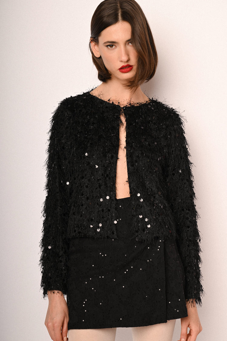 Giacca hairy con paillettes