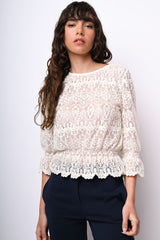 Top in pizzo misto cotone