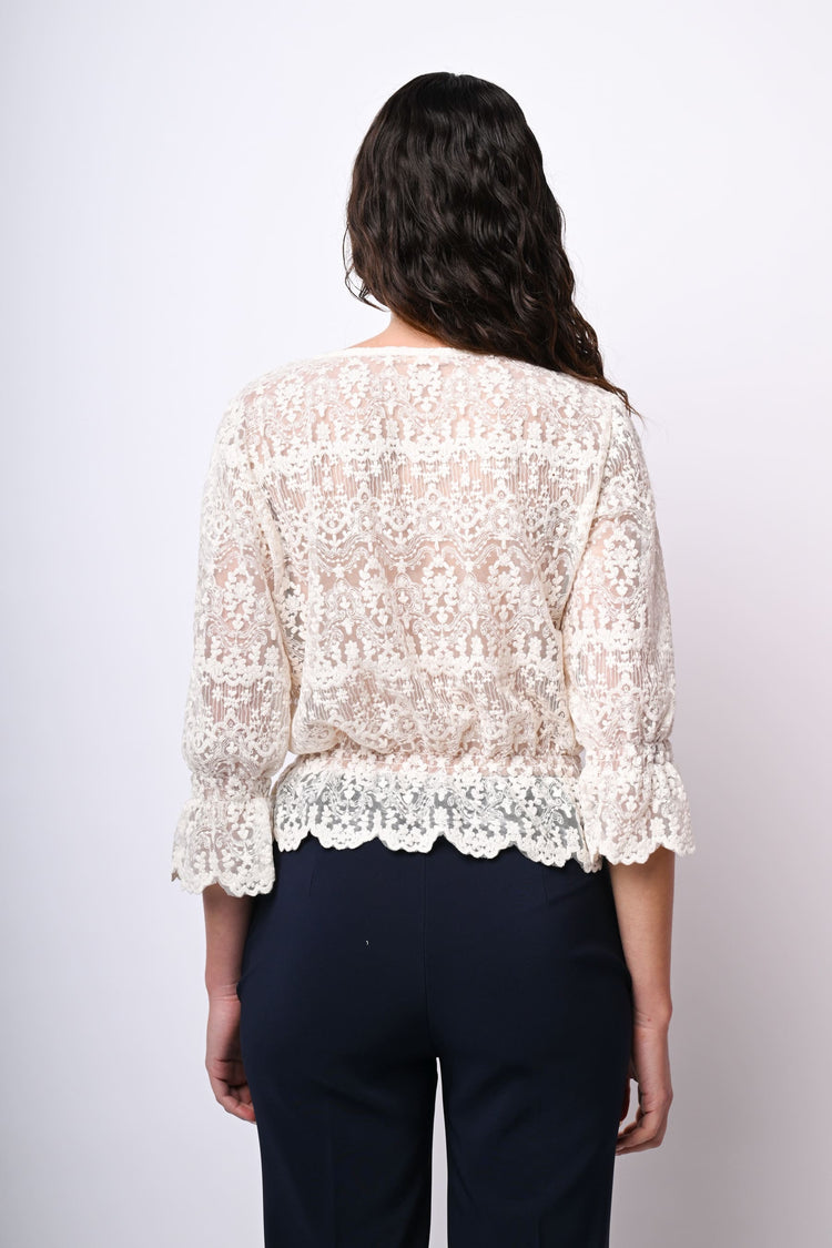 Top in pizzo misto cotone