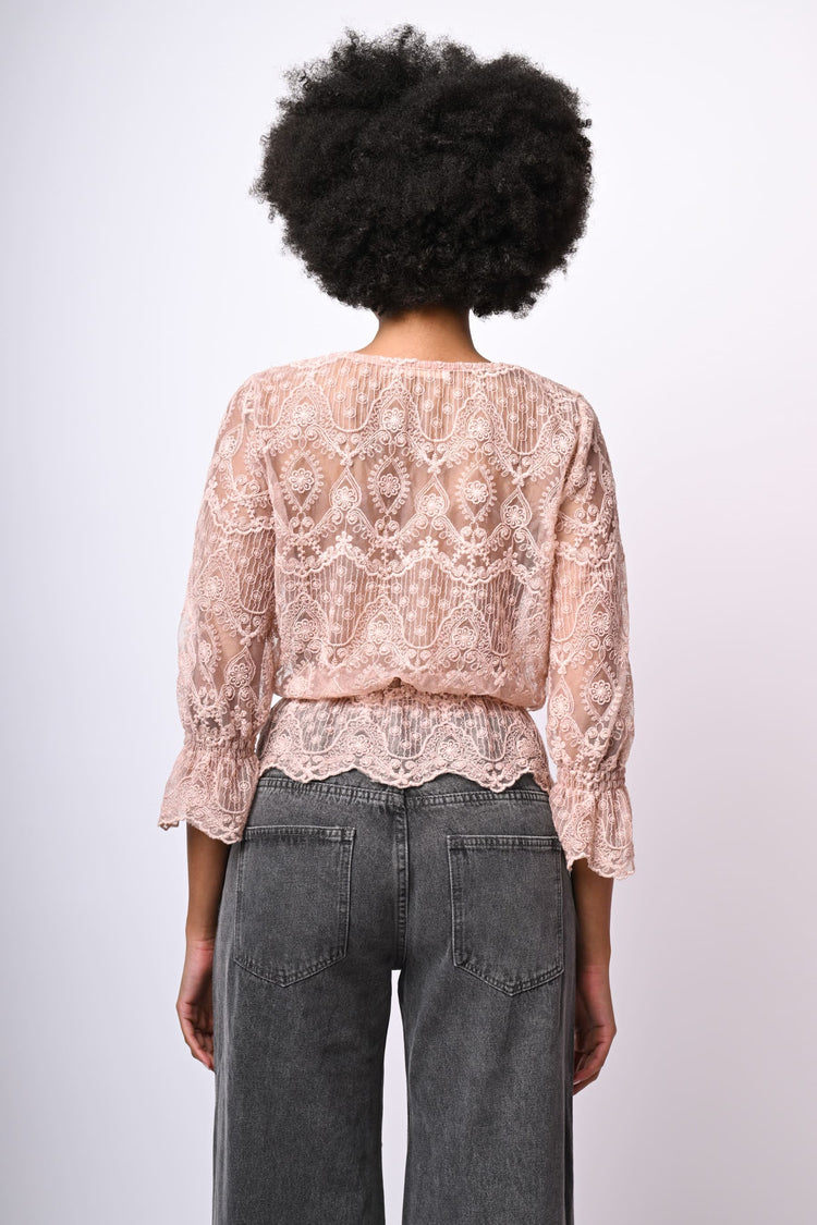 Top in pizzo misto cotone