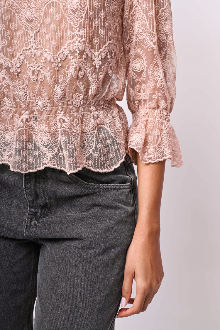 Top in pizzo misto cotone