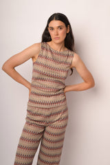 Top multicolor a motivo zig-zag