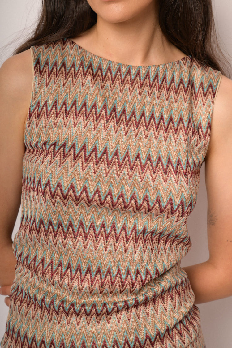 Top multicolor a motivo zig-zag