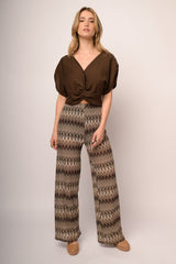 Pantaloni a righe zig-zag multicolor