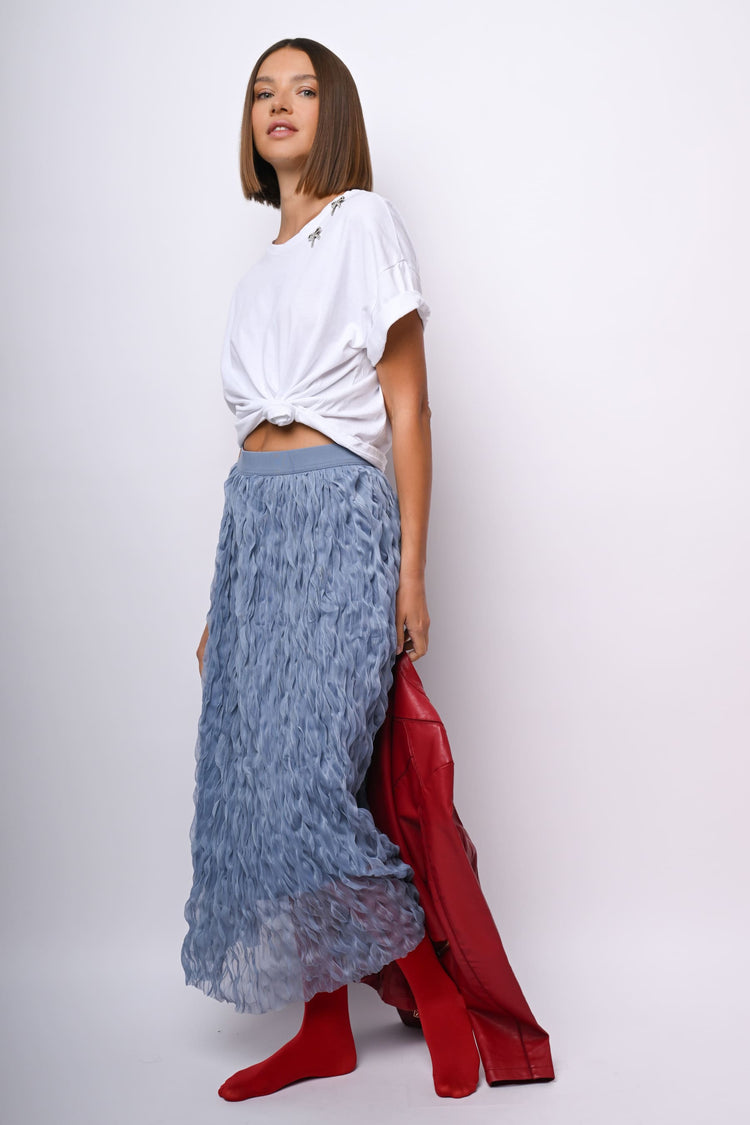 Gonna midi in tulle ondulato