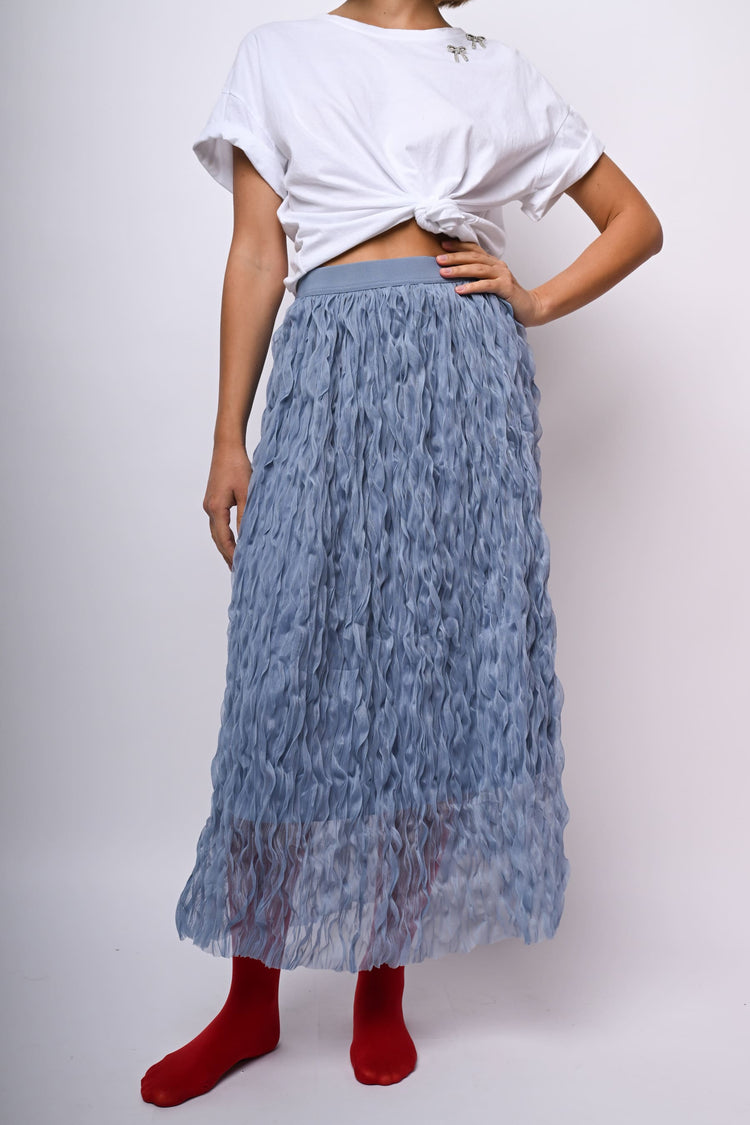 Gonna midi in tulle ondulato