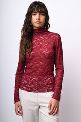Top in pizzo con scollo a cratere