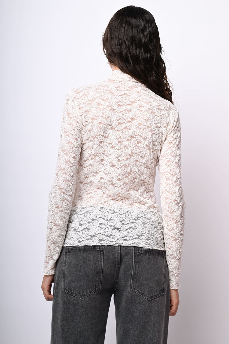 Top in pizzo con scollo a cratere