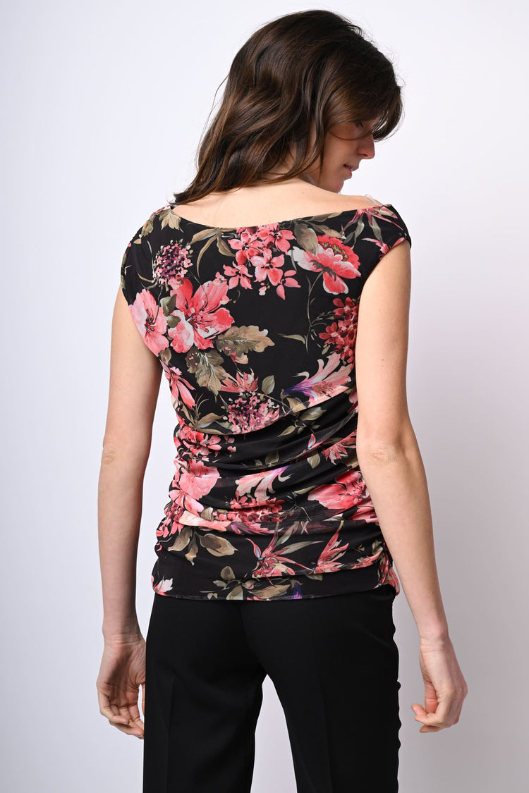 Top in tulle a stampa floreale