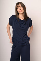 Top drappeggiato blu