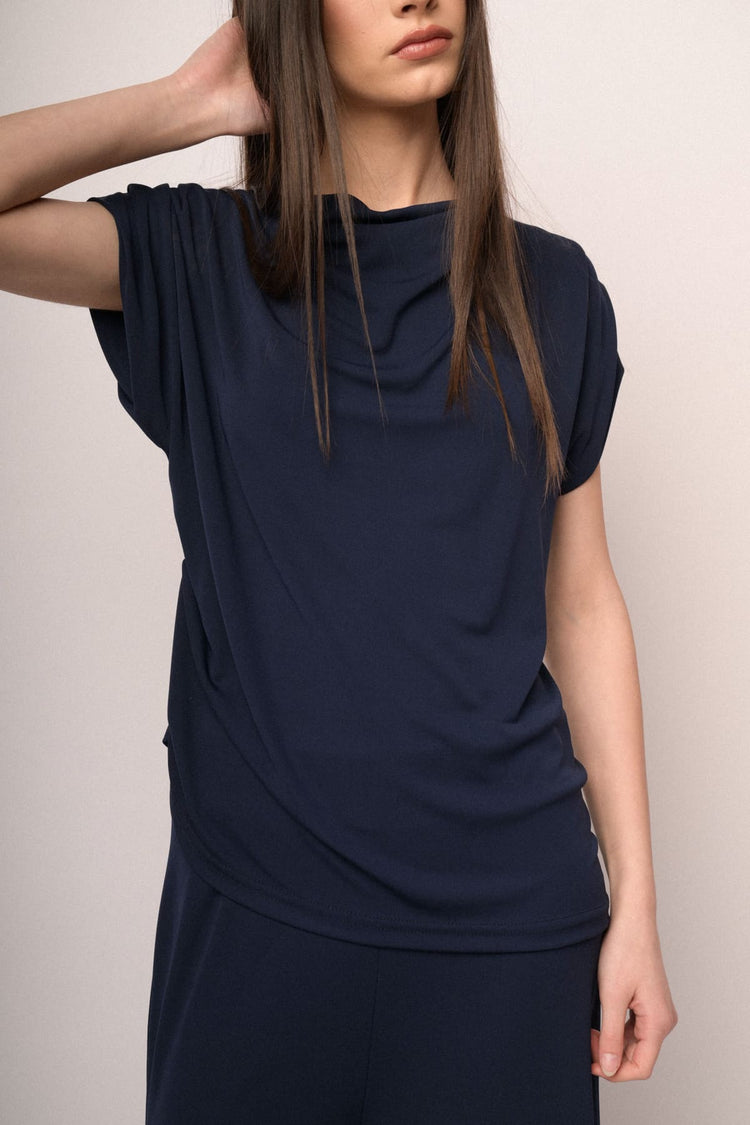 Top drappeggiato blu