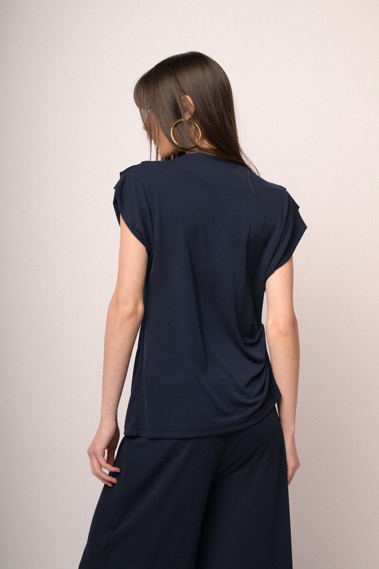Top drappeggiato blu