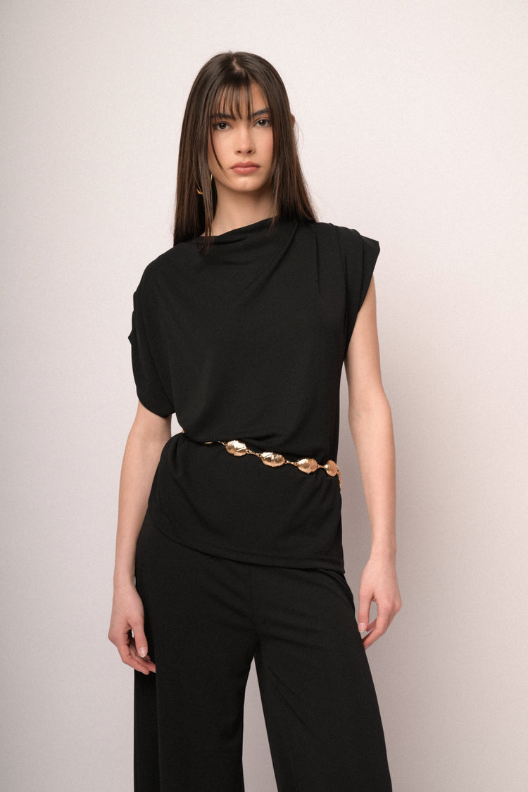 Top drappeggiato nero