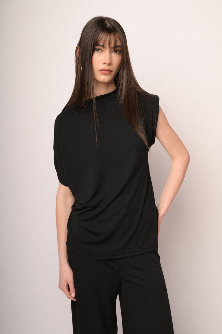 Top drappeggiato nero