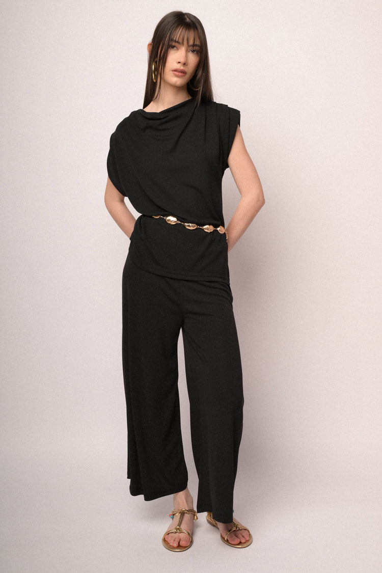 Top drappeggiato nero