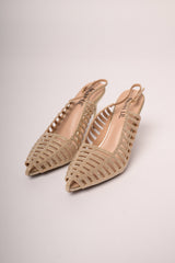 Slingback a punta con cut-outs e strass oro