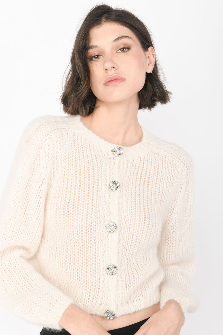 Cardigan con bottoni gioiello