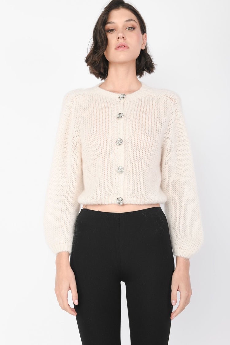 Cardigan con bottoni gioiello