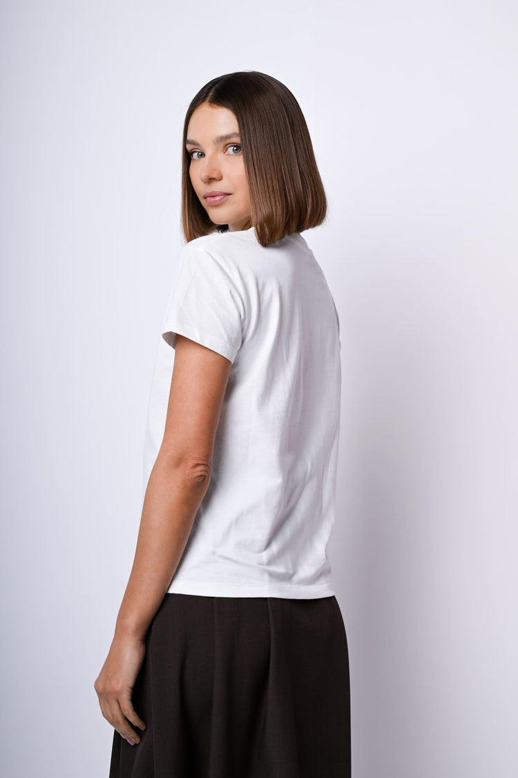 T-shirt in cotone con spilla a cuore