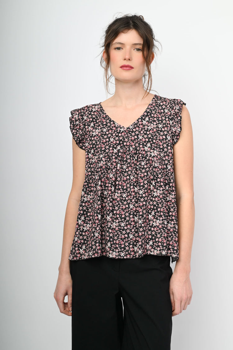 Top a stampa micro floreale